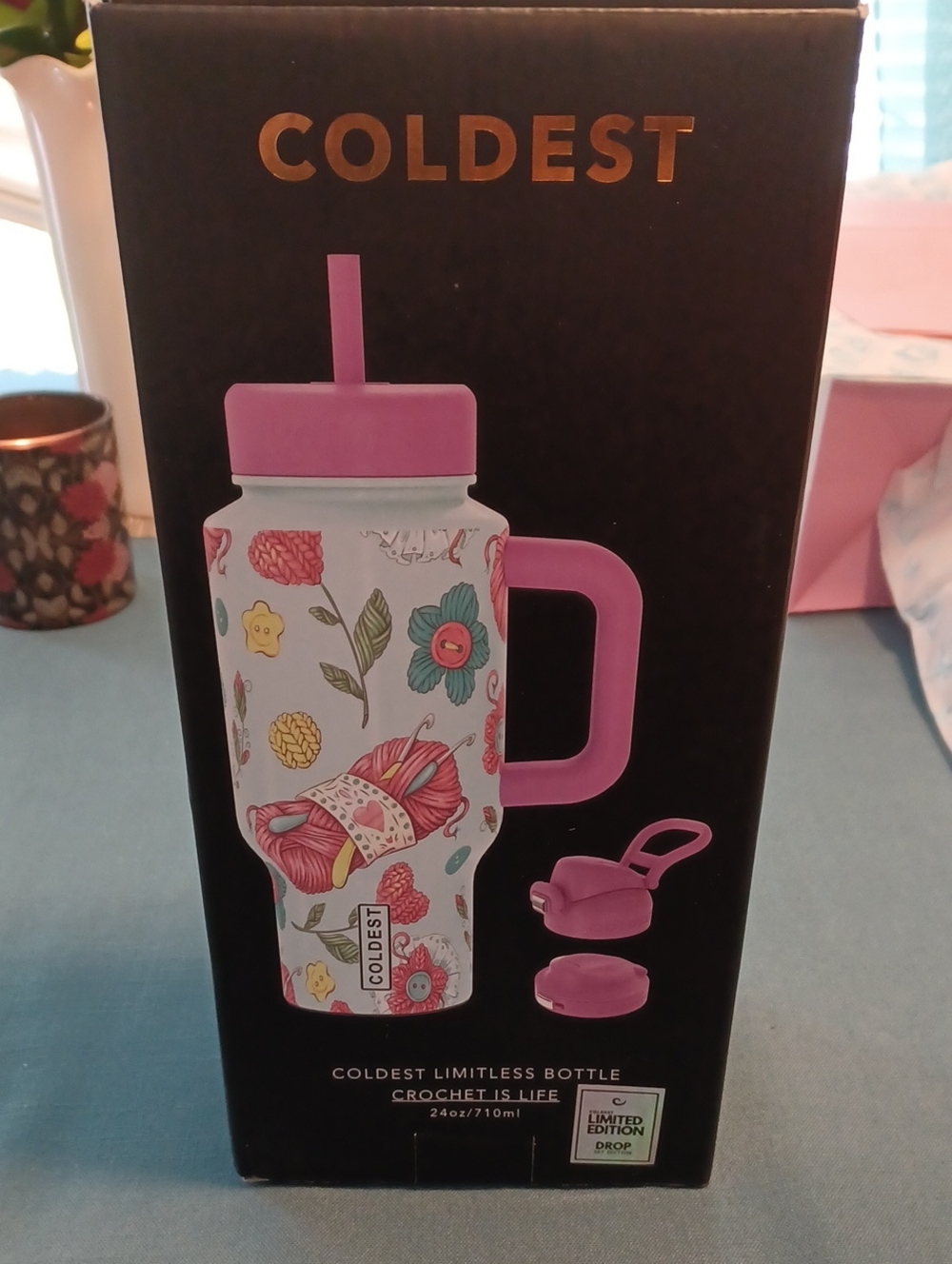 Coldest Limited Edition Bottle - Pink Crochet Is Life(24oz)